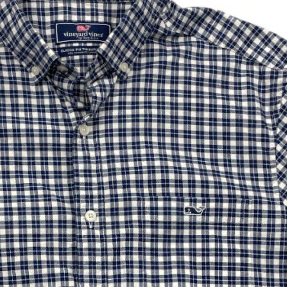 Vineyard Vines Whale Tucker Blue Plaid Button Long Sleeve Cotton Shirt Men's M - Picture 3 of 9